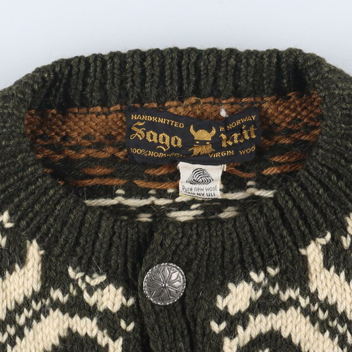 楽天市場】古着 Saga Knit ハンドニット コンチョボタン ノルディック 