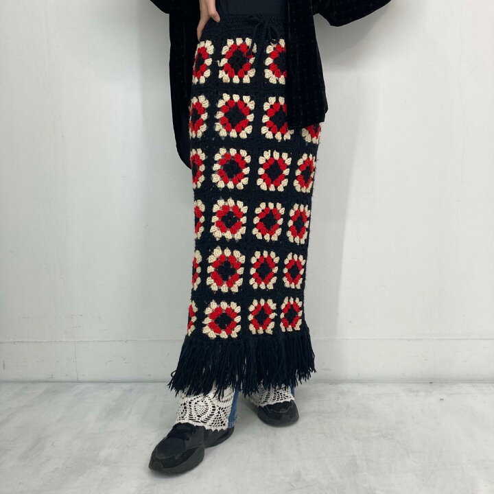 楽天市場】古着 グラニースクエア マキシ丈 クロシェ ニットスカート
