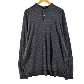 ＼50%OFF／古着 ラルフローレン Ralph Lauren POLO by Ralph Lauren 長袖 ボーダー ポロシャツ メンズXXL /eaa300589 【中古】 【230115】 【SS2406】