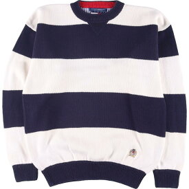 古着 90'S トミーヒルフィガー TOMMY HILFIGER ボーダー柄 コットンニットセーター メンズL ヴィンテージ /eaa312920 【中古】 【230221】 【SS2403】