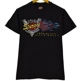 古着 90'S ヘインズ Hanes Harley-Davidson ハーレーダビッドソン 両面プリント モーターサイクル バイクTシャツ USA製 レディースS ヴィンテージ /eaa317540 【中古】 【230409】【エルル】