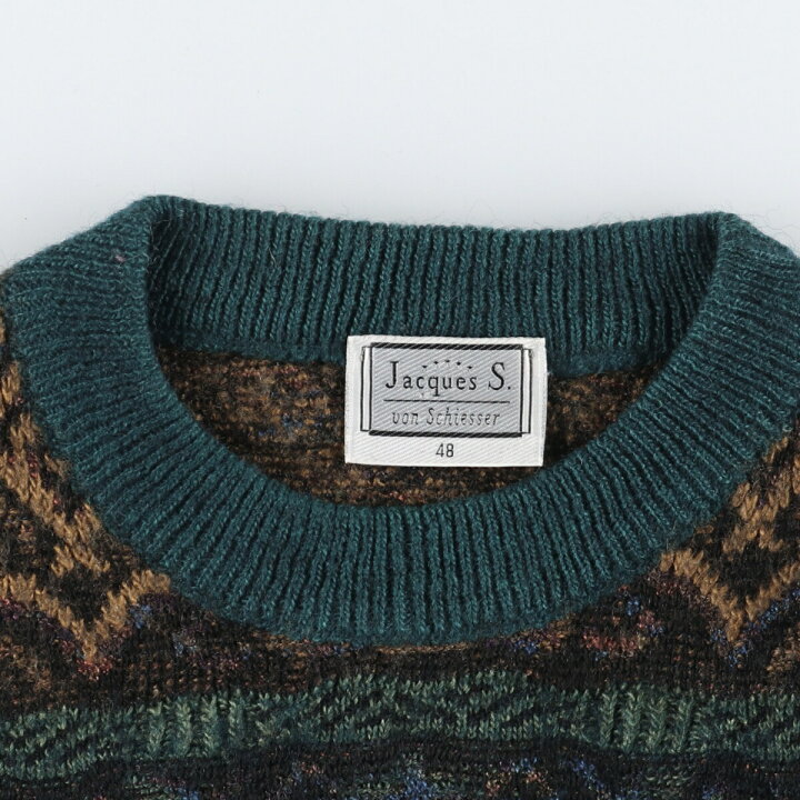 楽天市場】古着 Jacques S. von Schiesser 総柄 ウール×アクリルニット 