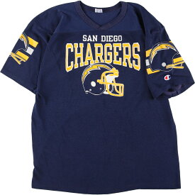 古着 80'S チャンピオン Champion トリコタグ NFL SAN DIEGO CHARGERS サンディエゴチャージャーズ スポーツプリントTシャツ USA製 メンズL ヴィンテージ /eaa337420 【中古】 【230526】 【SS2309】