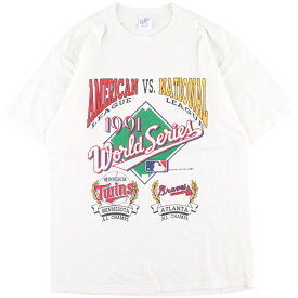古着 90'S Velva Sheen WORLD SERIES 1991 ワールドシリーズ スポーツプリントTシャツ USA製 メンズL ヴィンテージ /eaa337524 【中古】 【230526】 【SS2309】
