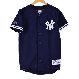 古着 マジェスティック majestic MLB NY YANKEES ニューヨークヤンキース ゲームシャツ ベースボールシャツ USA製 メンズS /eaa343515 【中古】 【230623】