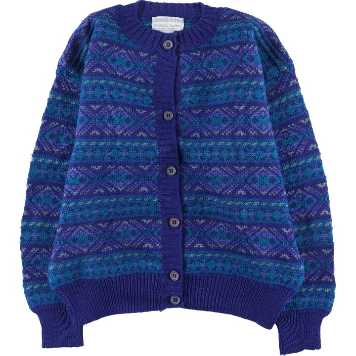 楽天市場】古着 Nomadic Traders 総柄 ウールニットカーディガン  