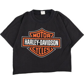 古着 ヘインズ Hanes Harley-Davidson ハーレーダビッドソン 両面プリント カットオフ モーターサイクル バイクTシャツ レディースS /eaa346713 【中古】 【230624】【エルル】