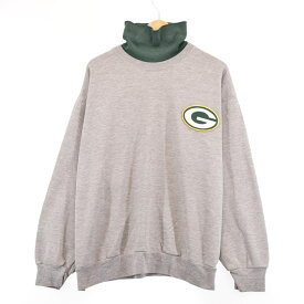 古着 90'S majestic NFL Green Bay Packers グリーンベイ パッカーズ タートルネック スウェットシャツ トレーナー USA製 メンズXL ヴィンテージ /eaa353591 【中古】 【230921】 【SS2403】