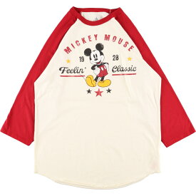 古着 ディズニーストア DISNEY STORE MICKEY MOUSE ミッキーマウス ラグラン キャラクタープリントTシャツ メンズL /eaa354695 【中古】 【230721】