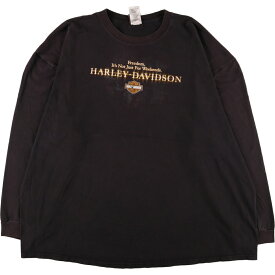 古着 ビッグサイズ ハーレーダビッドソン Harley-Davidson 両面プリント ロングTシャツ ロンT フリーサイズ /eaa358662 【中古】 【230804】