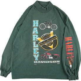 古着 ハーレーダビッドソン Harley-Davidson 袖プリント ハイネック ロングTシャツ ロンT USA製 メンズXXL /eaa359440 【中古】 【230805】