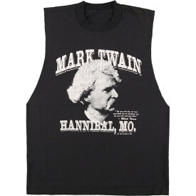 古着 MARK TWAIN マーク トウェイン ノースリーブ カットオフ 偉人 プリントTシャツ メンズM /eaa367507 【中古】 【230902】