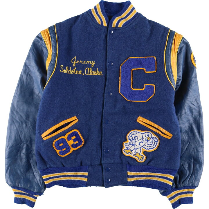 楽天市場】古着 90年代 TROPHY JACKETS 袖革ウールスタジャン アワード 