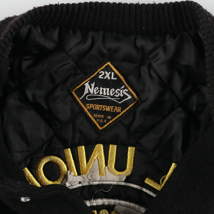 楽天市場】古着 90年代 Nemesis SPORTSWEAR バック刺繍 袖革ウール 