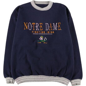 古着 90'S TEAM EDITION NOTRE DAME ノートルダム大学 カレッジ キャラクタースウェットシャツ トレーナー USA製 メンズL 長袖 /eaa379912 【中古】 【240308】