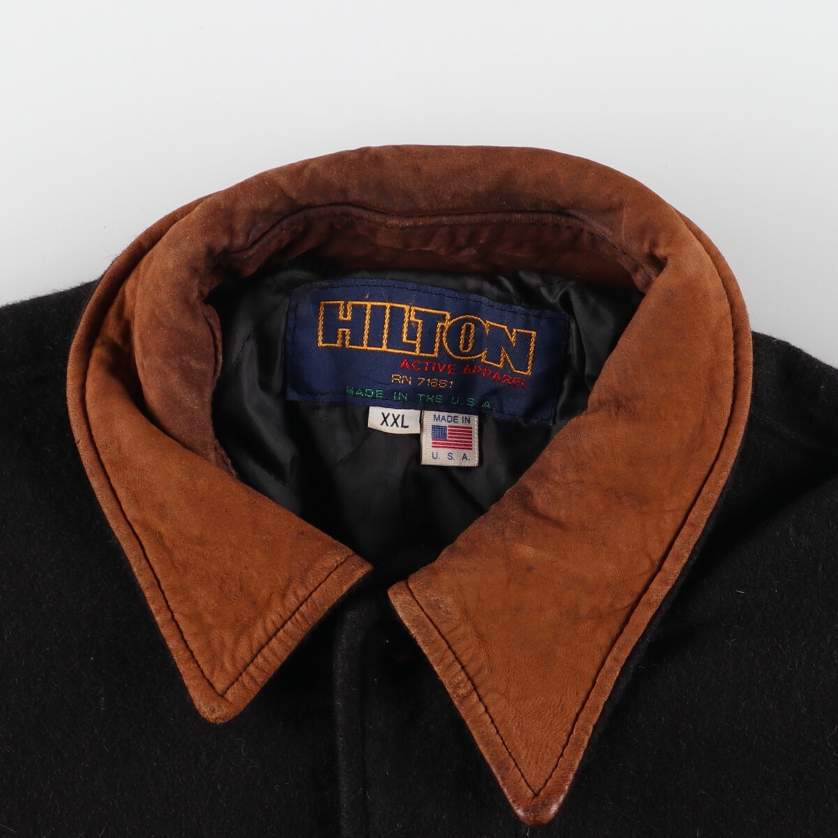 楽天市場】古着 80年代 ヒルトン HILTON 襟付き 袖革ウールスタジャン