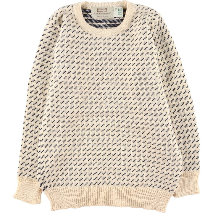 楽天市場】古着 ARAN SWEATER MARKET バーズアイ柄 総柄 ウールニット 