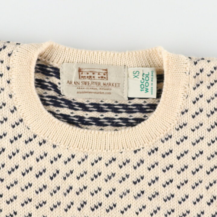 楽天市場】古着 ARAN SWEATER MARKET バーズアイ柄 総柄 ウールニット 