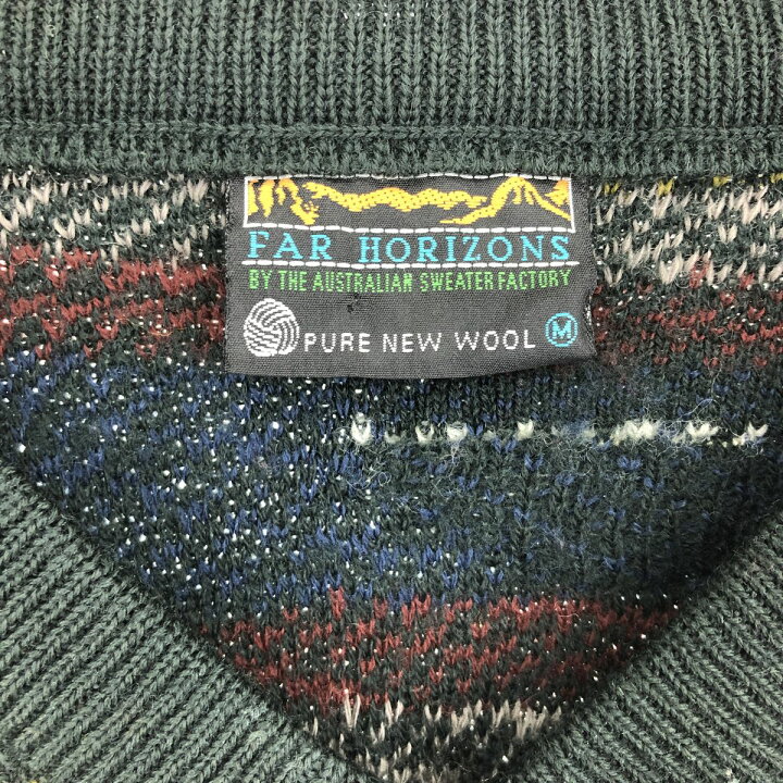 楽天市場】古着 FAR HORIZONS 総柄 Vネック ウールニットセーター 