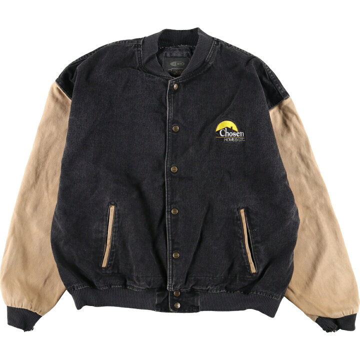 楽天市場】古着 ID WEAR ブラックデニムスタジャン バーシティ