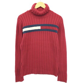 古着 00'S トミーヒルフィガー TOMMY HILFIGER タートルネック コットンニットセーター レディースXL /eaa410849 【中古】 【240327】