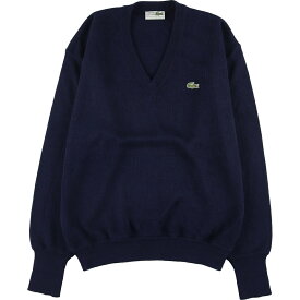 古着 80'S ラコステ LACOSTE CHEMISE フレンチラコステ Vネック アクリルニットセーター メンズXL ヴィンテージ /eaa410967 【中古】 【240225】