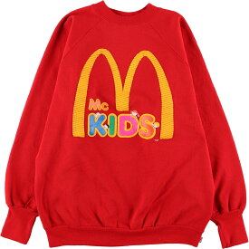 古着 90'S LOGO7 McDonald's KIDS プリントスウェットシャツ トレーナー USA製 LARGE レディースL クルーネック(丸首) /eaa420681 【中古】 【240226】