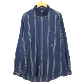 古着 90'S トミーヒルフィガー TOMMY HILFIGER 長袖 ボタンダウンストライプシャツ メンズXL ヴィンテージ /eaa422149 【中古】 【240226】