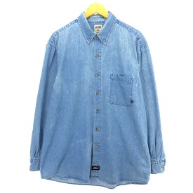 古着 ディッキーズ Dickies 長袖 ボタンダウンデニムシャツ メンズXL /eaa422419 【中古】 【240226】