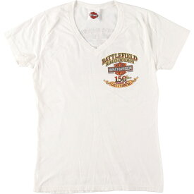 古着 ハーレーダビッドソン Harley-Davidson 両面プリント Vネック モーターサイクル バイクTシャツ レディースM /eaa423649 【中古】 【240317】