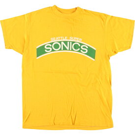 古着 90'S ヘインズ NBA SEATTLE SUPER SONICS シアトルスーパーソニックス スポーツプリントTシャツ USA製 メンズM ヴィンテージ /eaa441552 【中古】 【240506】