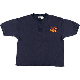 古着 90'S THE DISNEY STORE POOH くまのプーさん ティガー ヘンリーネック キャラクター刺繍Tシャツ メンズXL ヴィンテージ /eaa443412 【中古】 【240519】