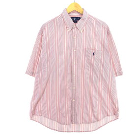 古着 ラルフローレン Ralph Lauren POLO by Ralph Lauren BLAIRE シアサッカー 半袖 ボタンダウン ストライプシャツ メンズXL /eaa447584 【中古】 【240524】