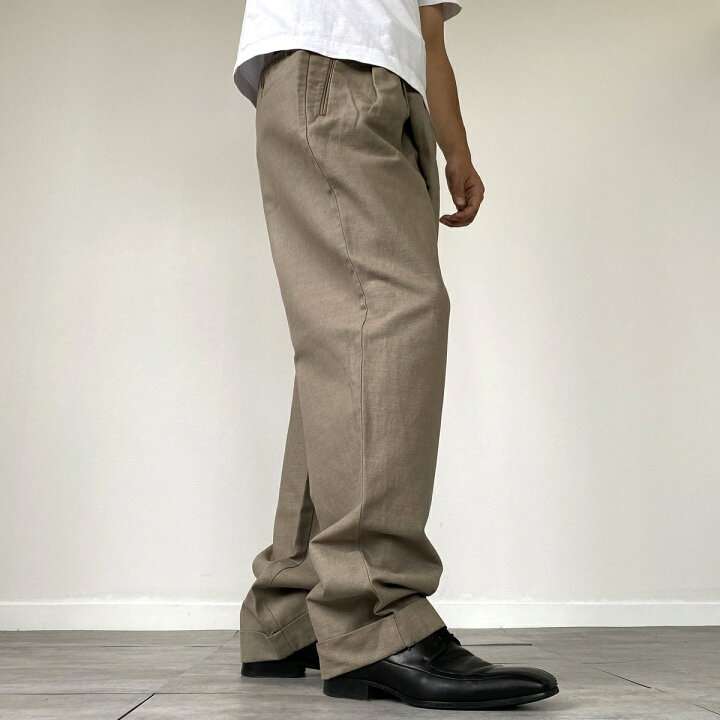 楽天市場】古着 DOCKERS ツータック コットン×リネンパンツ スラックス 