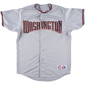 古着 Majestic MLB WASHINGTON NATIONALS ワシントンナショナルズ メッシュ ゲームシャツ ベースボールシャツ メンズL /eaa452061 【中古】 【240603】