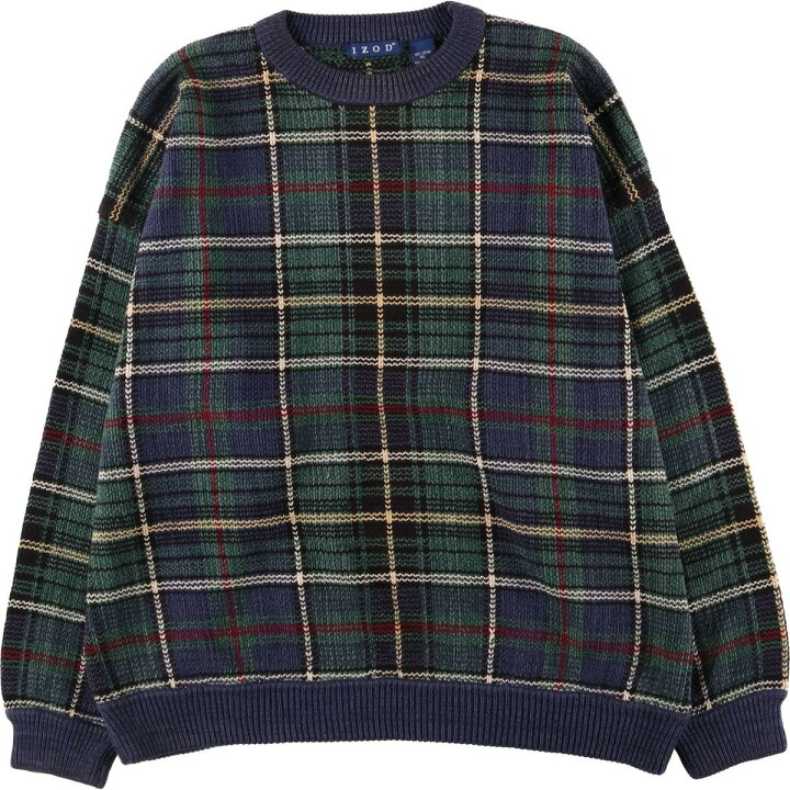 楽天市場】古着 アイゾッド IZOD チェック柄 コットンニットセーター 