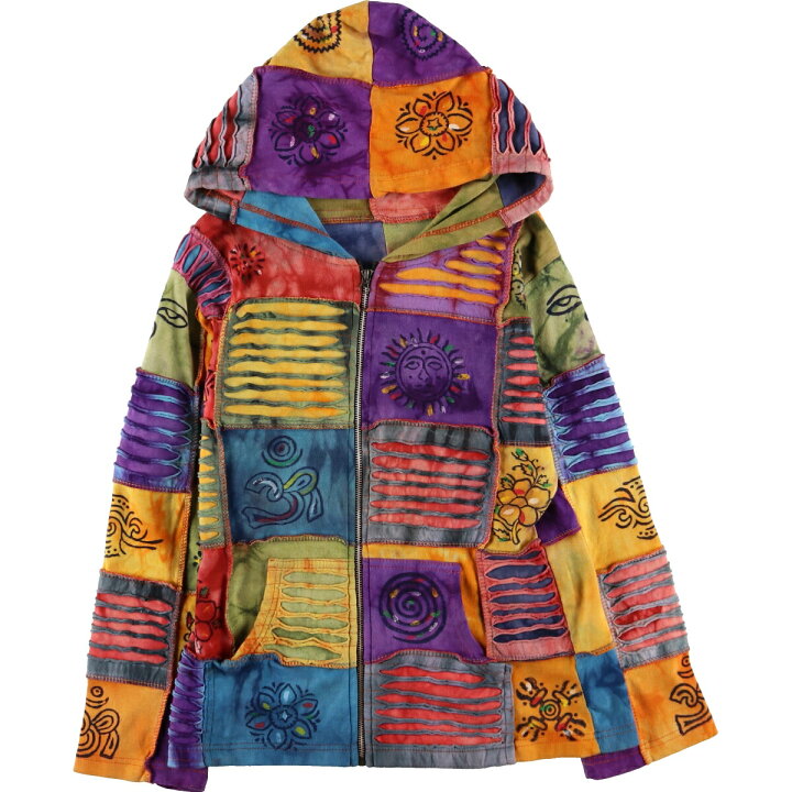 楽天市場】古着 総柄 ネパールパッチワーク スウェットフルジップ  