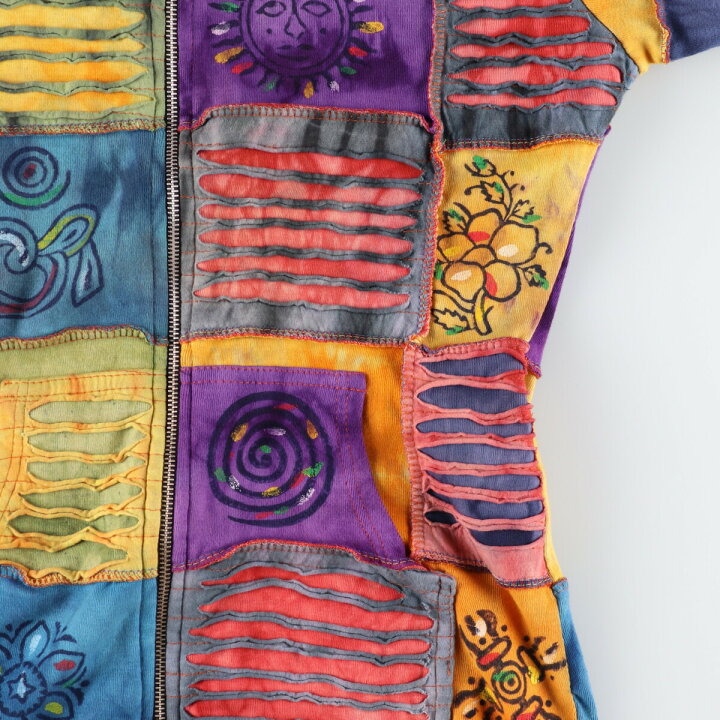 楽天市場】古着 総柄 ネパールパッチワーク スウェットフルジップ  