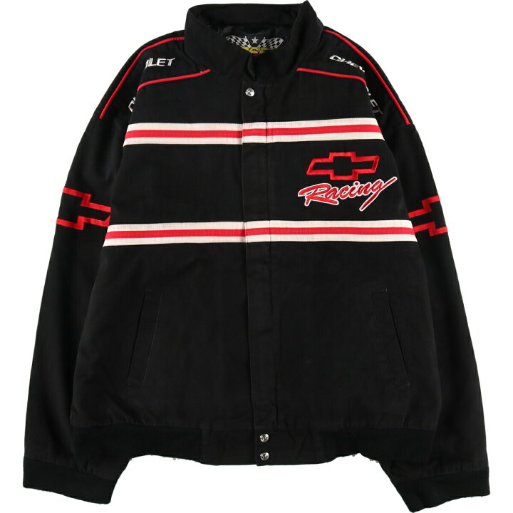 KW57【ESSEX】ナスカーシボレーレーシングジャケット【メンズ2XL】黒 