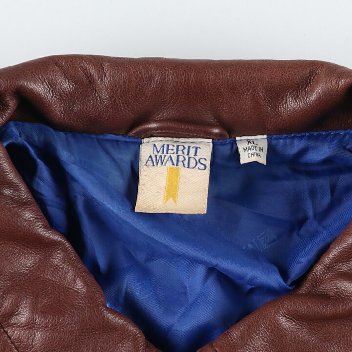 楽天市場】古着 MERIT AWARDS レザーフライトジャケット メンズXL相当  