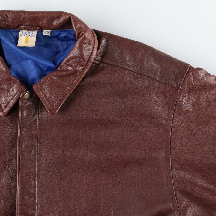 楽天市場】古着 MERIT AWARDS レザーフライトジャケット メンズXL相当  