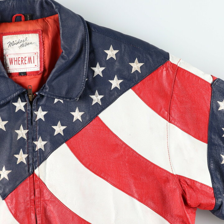 楽天市場】古着 マイケルホーバン michael hoban 星条旗柄 レザー  
