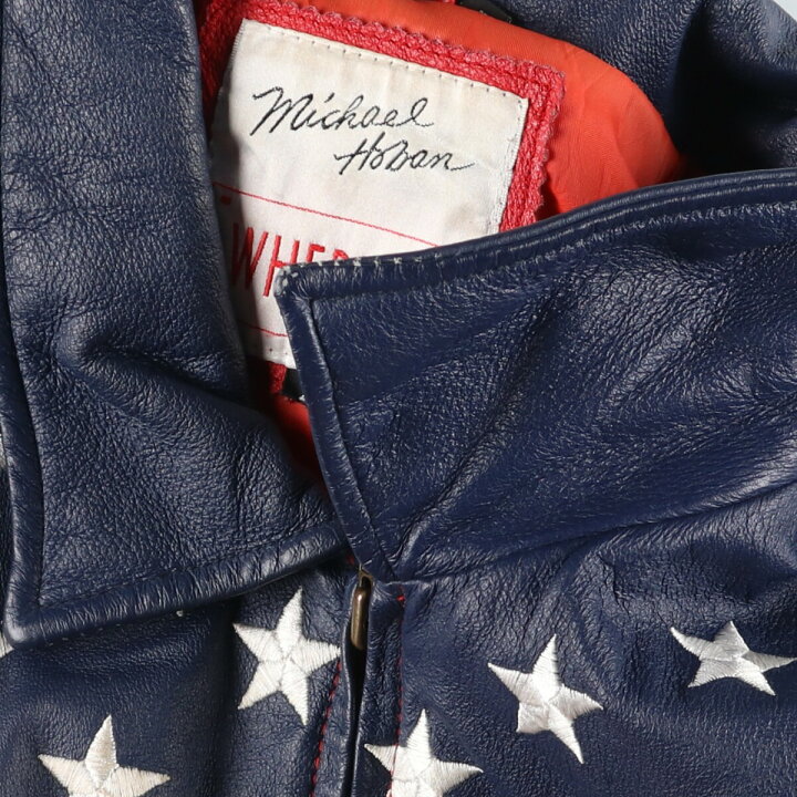 楽天市場】古着 マイケルホーバン michael hoban 星条旗柄 レザー  