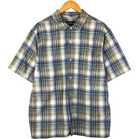 古着 エディーバウアー Eddie Bauer RELAXED FIT チェック柄 半袖 コットン×リネンシャツ ボックスシャツ メンズL相当 /eaa590723 【中古】 【251101】