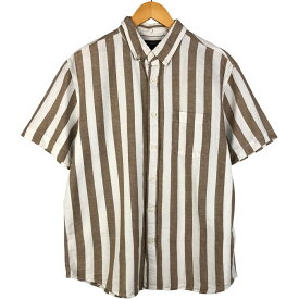 古着 バナナリパブリック BANANA REPUBLIC ストライプ柄 半袖 コットン×リネン ボタンダウンシャツ メンズL相当 /eaa590724 【中古】 【251101】
