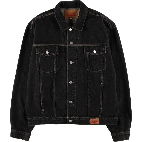 古着 90~00'S ゲス Guess ブラック デニムジャケット Gジャン USA製 メンズXXL相当 ヴィンテージ /eaa629148 【中古】 【260329】 【GR-NV-2604】