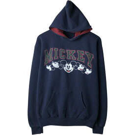 古着 90'S ディズニー DISNEY MICKEY MOUSE ミッキーマウス キャラクター スウェットプルオーバーパーカー USA製 レディースL相当 ヴィンテージ /eaa635544 【中古】 【260418】 【Elulu/エルル】