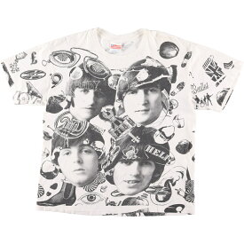 ＼10%OFF／古着 90'S ヘインズ Hanes THE BEATLES ビートルズ 大判プリント 両面プリント バンドTシャツ バンT USA製 メンズL ヴィンテージ /evb001815 【中古】【N2307】 【SV】【230522】 【SS2406】