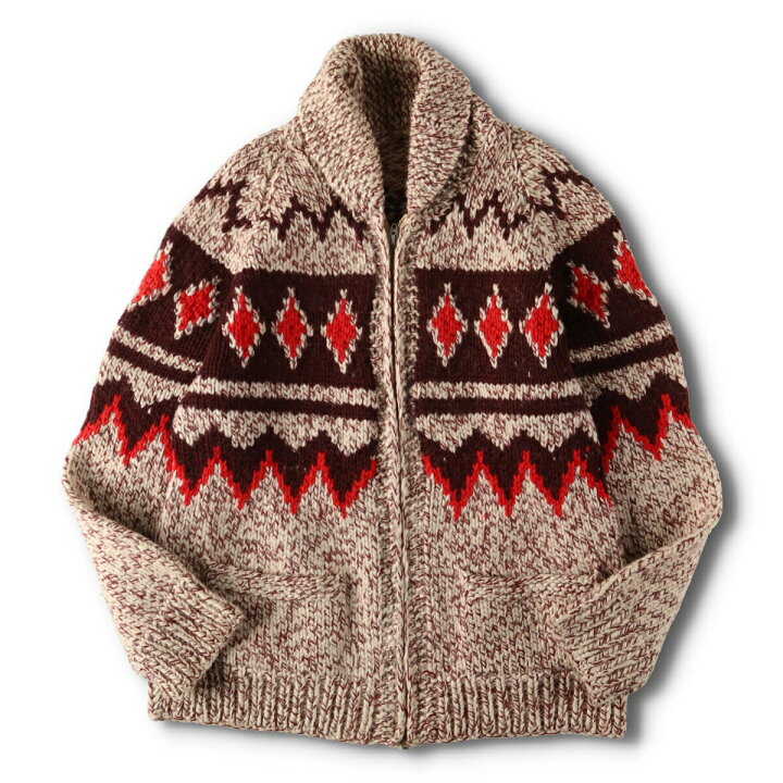 楽天市場】古着 60年代 総柄 ネイティブ柄 カウチンセーター メンズM  