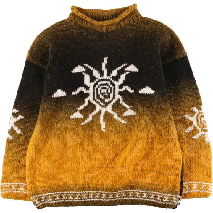 楽天市場】古着 LEMA 太陽柄 ロールネック エクアドルニットセーター  